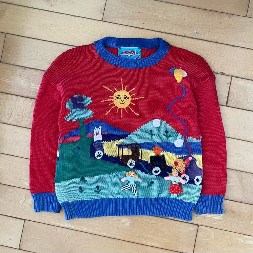 Kids vintage peruvian style playful knit sweater